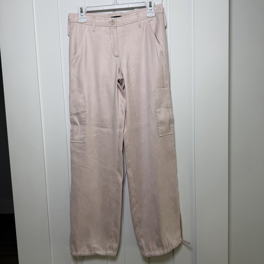 Teenflo Women's Light Pink Wide Leg Cargo Pants Size 34‎ XS Made In France